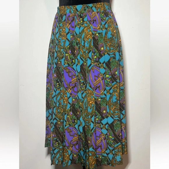 andrea gayle Dresses & Skirts - Vintage 27” Pleated Midi A Line Skirt abstract Glam Design Andrea Gayle 6P small